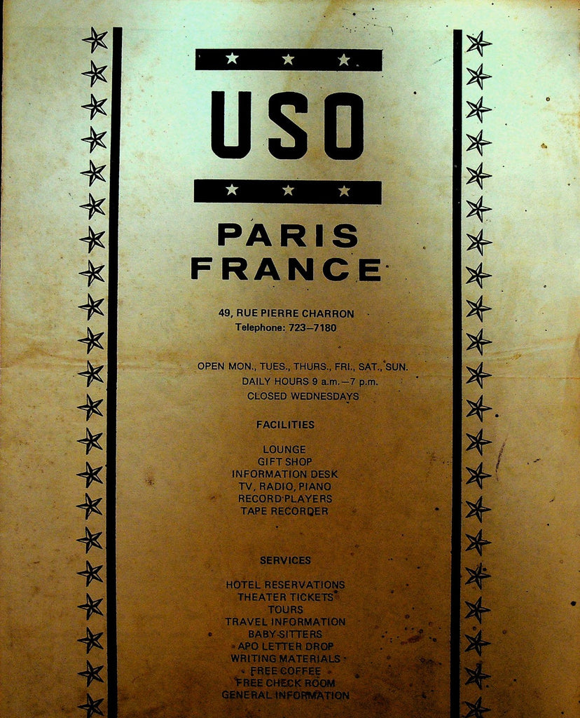 USO Paris France Map Guide 1965 US Military0