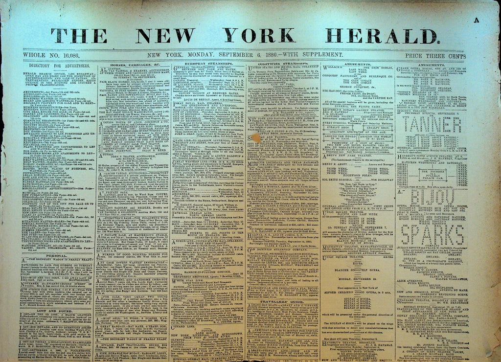 New York Herald September 6 1880 Baseball Second Anglo Afghan War0
