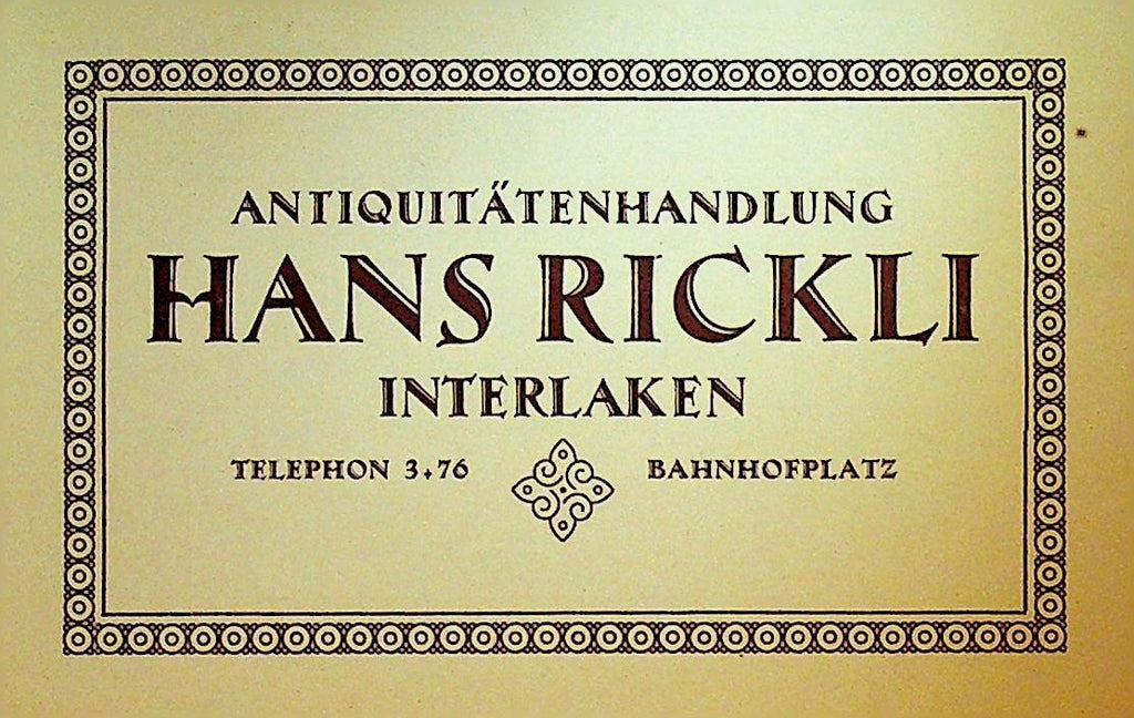 Hans Rickli Business Card 1930s Interlaken Switzerland Antique Shop0