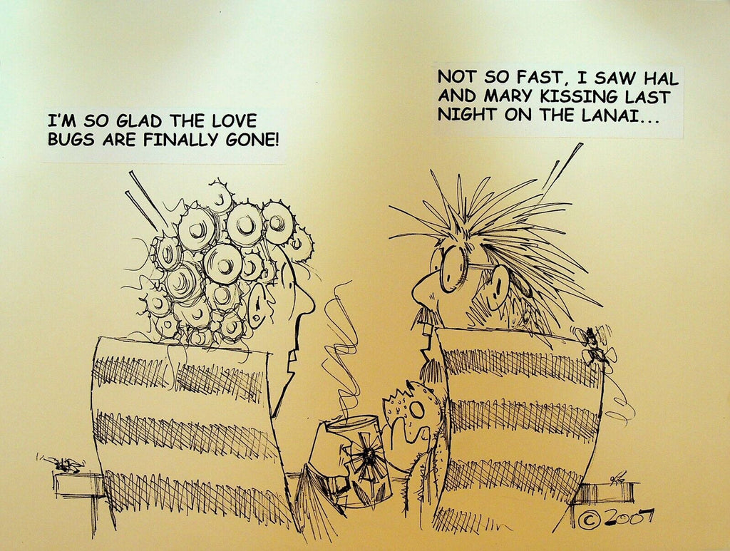 Bill Landis Original Cartoon Art The Villages Daily Sun 2007 Love Bugs
