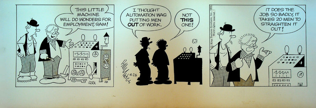 Professor Phumble Original Comic Strip Art April 26 1962 Bad Technology Computer0