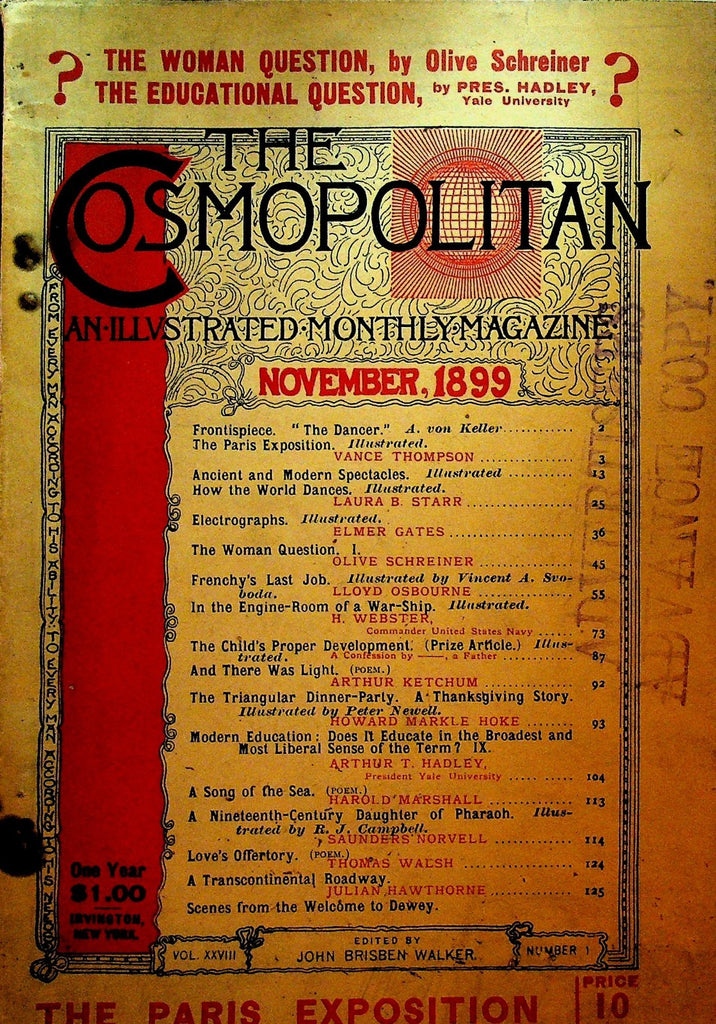 Cosmopolitan Magazine November 1899 Paris Exposition Julian Hawthorne0