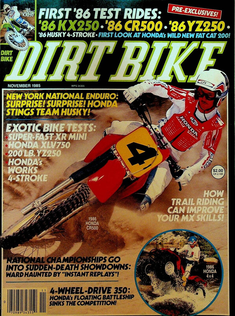 Dirt Bike Magazine November 1985 Kawasaki Honda CR500 Yamaha YZ250