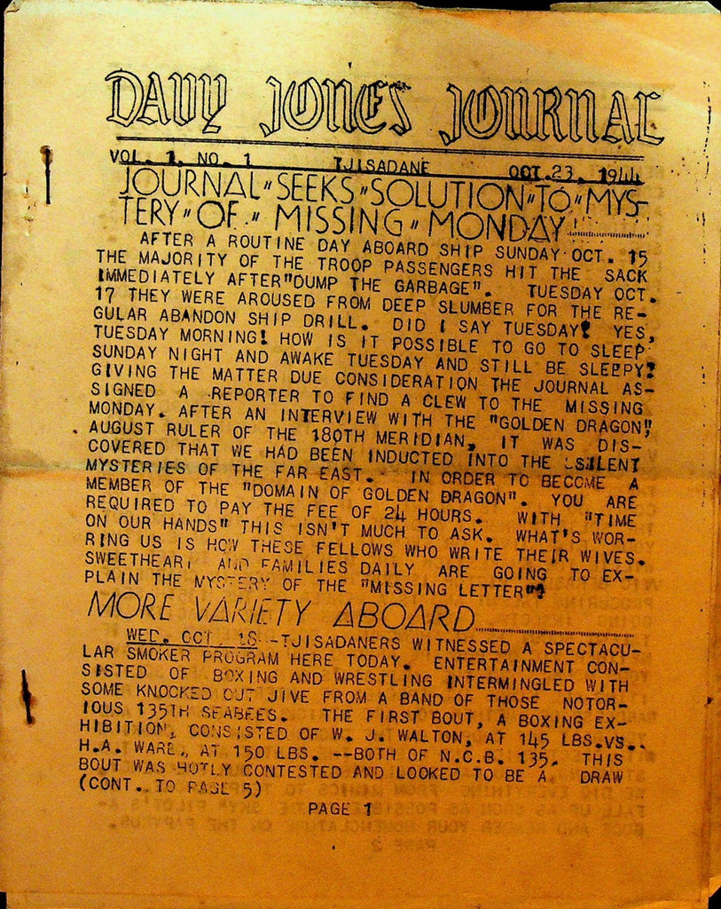 SS Tjisadane United States Army Transport October 23 1944 On Ship Journal0