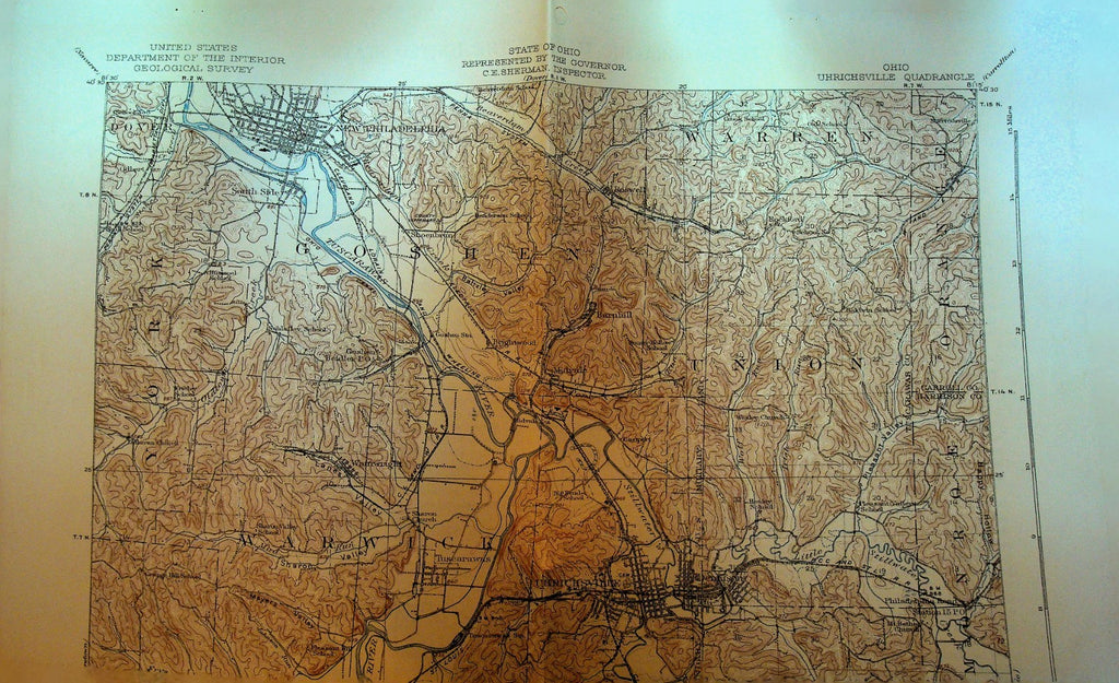 Ohio Department of Interior Geological Survey Map 1950s Uhrichsville Quadrangle0