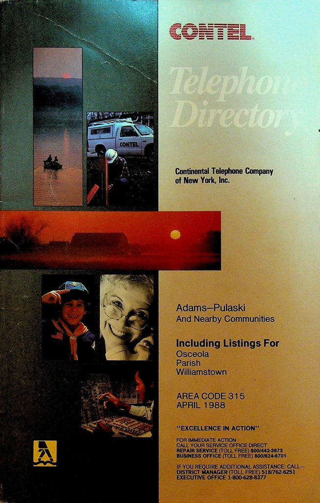Contel Telephone Directory 1988 NY Adams Pulaski Osceola Parish Williamstown0