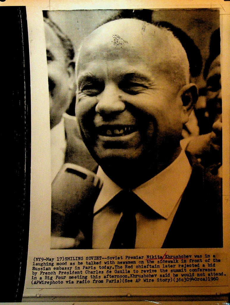 Nikita Khrushchev Wire Photo 1960 Laughing While Talking With Reporters0