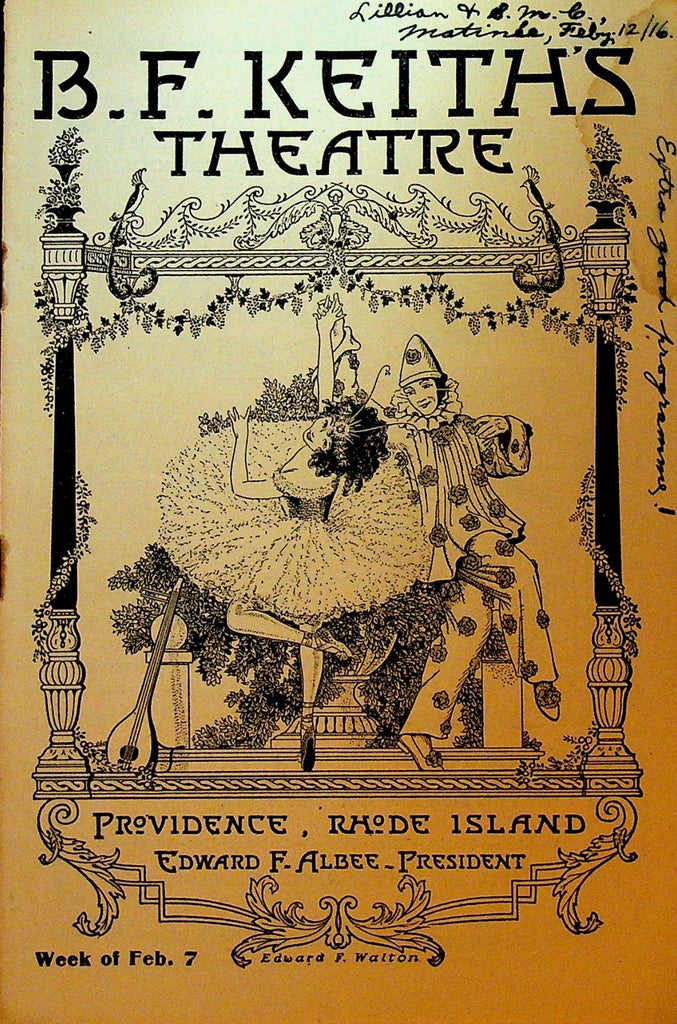 BF Keith Theatre Vaudeville Playbill Providence February 7 1916 Charles Evans0