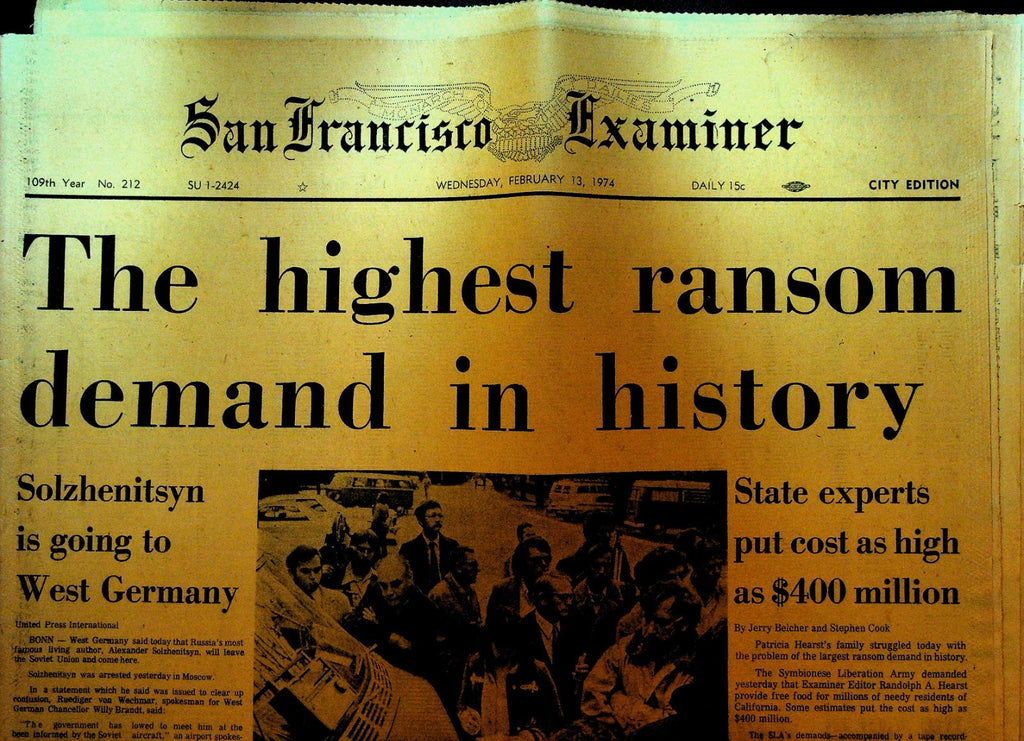 San Francisco Examiner February 13 1974 Patty Hearst Kidnapping0