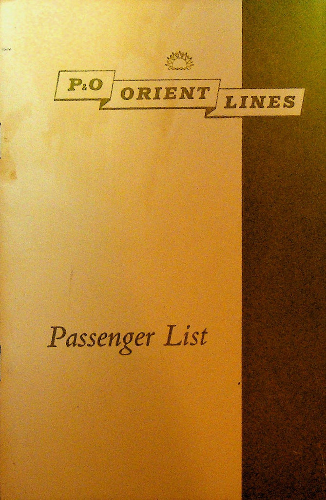 P&O Orient Lines SS Orsova Passenger List June 20 19630
