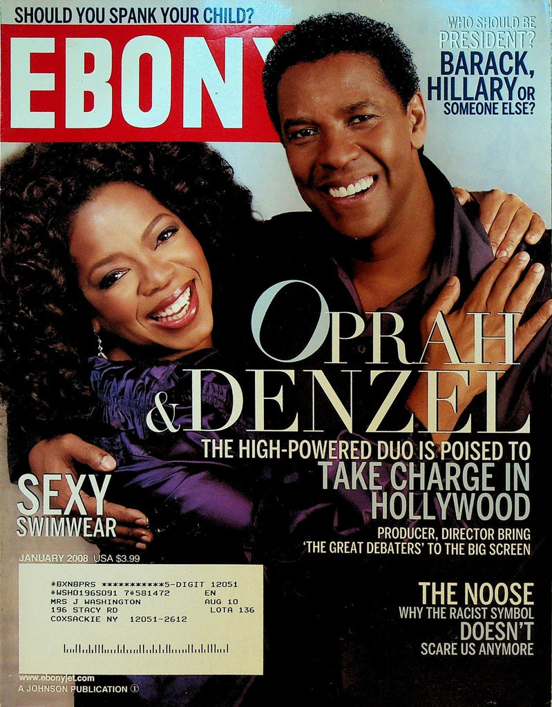 Ebony Magazine January 2008 Oprah Winfrey Denzel Washington Barack Obama0