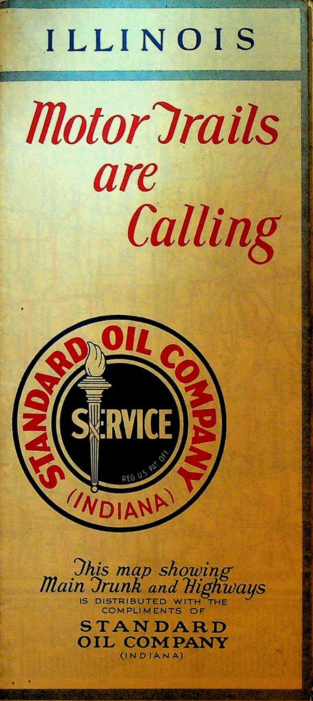 Standard Oil Indiana Road Map of Illinois Motor Trails are Calling 1930s0