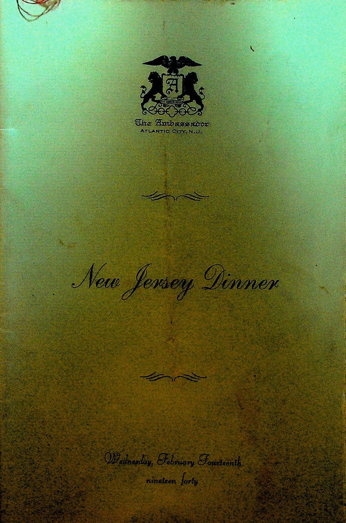 New Jersey State Highway Department Dinner Menu February 14 19400