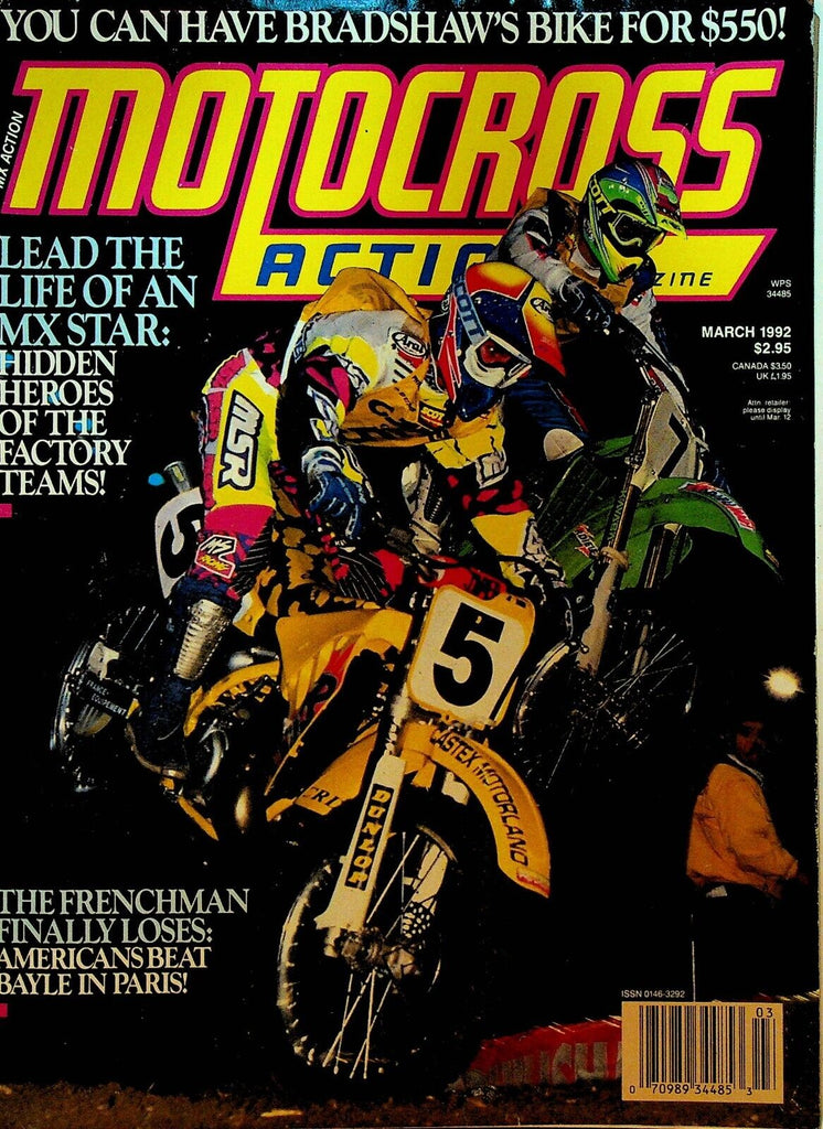 Motocross Action Magazine March 1992 Guy Cooper Mike LaRocco Jean Michel Bayle