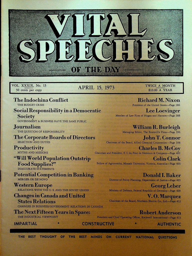 Vital Speeches of the Day April 15 1973 Richard Nixon Vietnam War0
