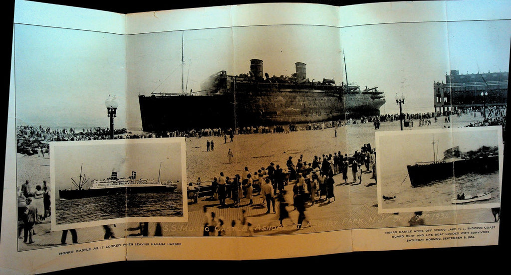 SS Morro Castle Afire Off Spring Lake NJ 1934 Pull Out Picture0
