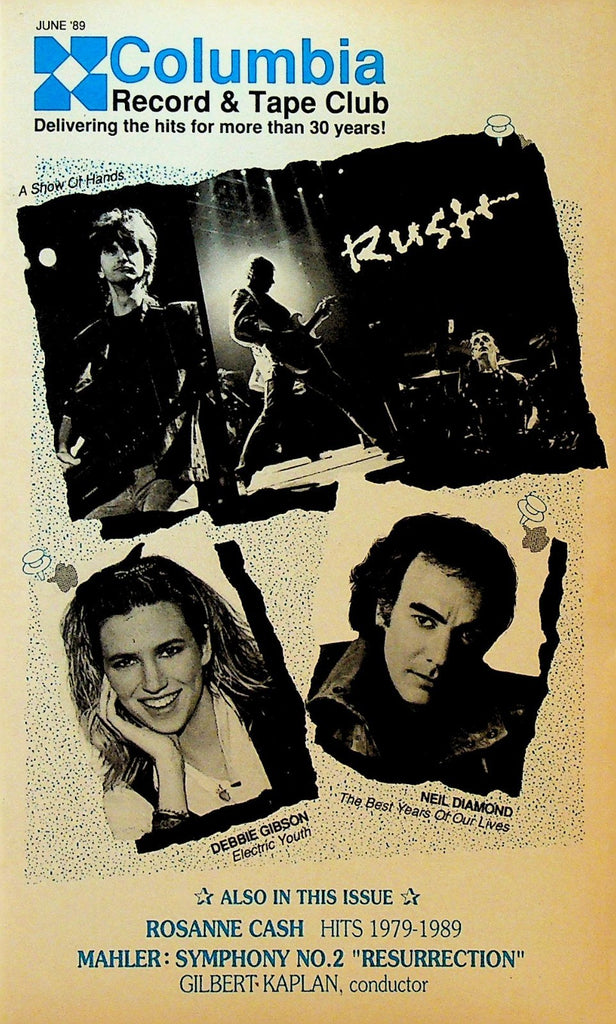 Columbia Record & Tape Club Catalog June 1989 Rush Debbie Gibson Neil Diamond0