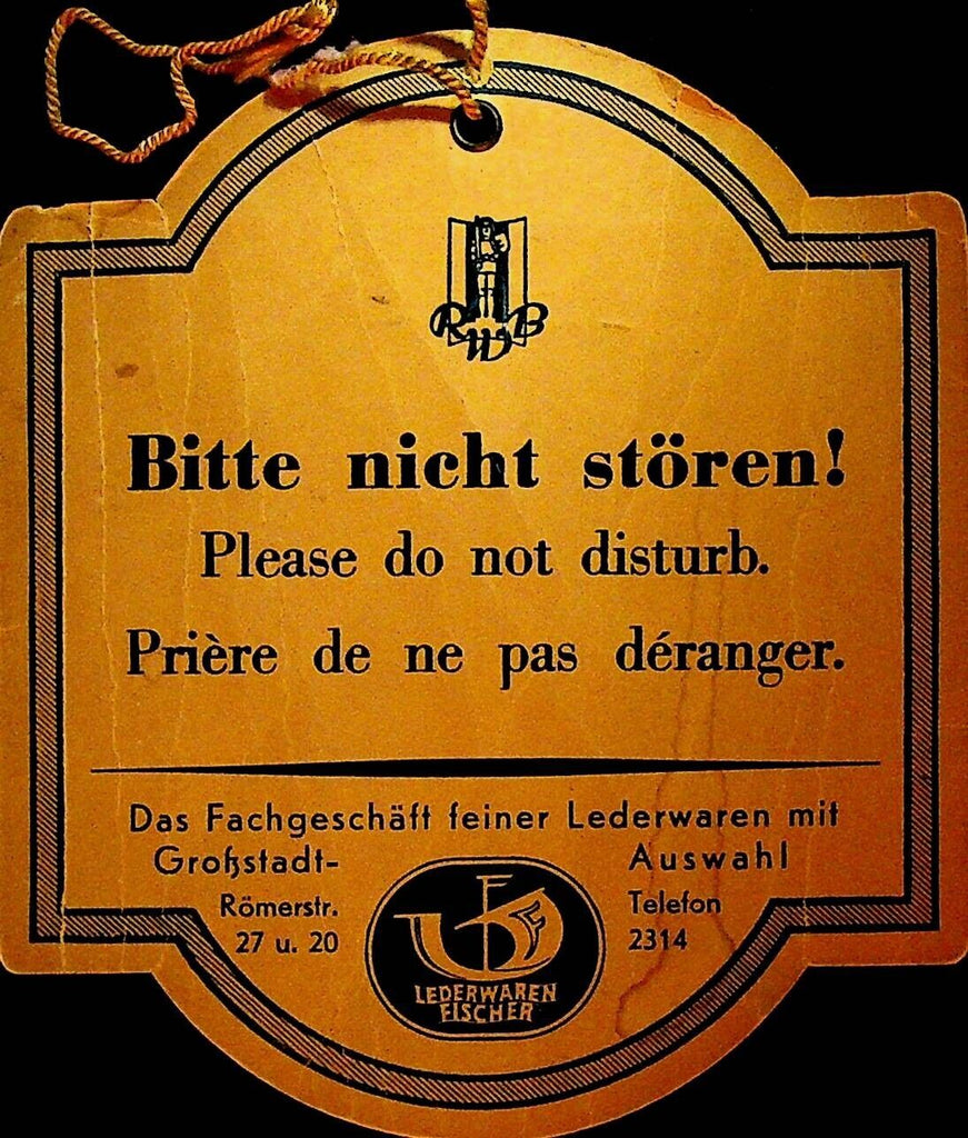 Staatlicher Kurhaus Hotel Do Not Disturb Room Sign 1970s