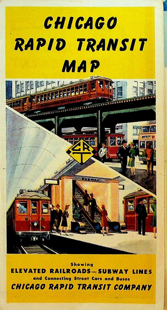 Chicago Rapid Transit Map 1946 Subway Lines Elevated Railways0