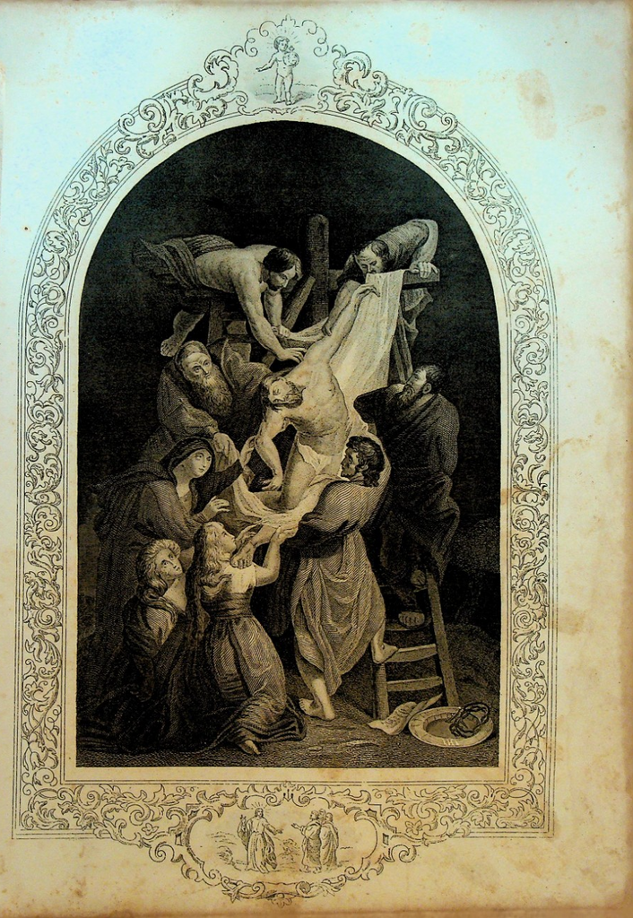 The Descent from the Cross Jesus New Testament Print 1864 Whilt & Yost0