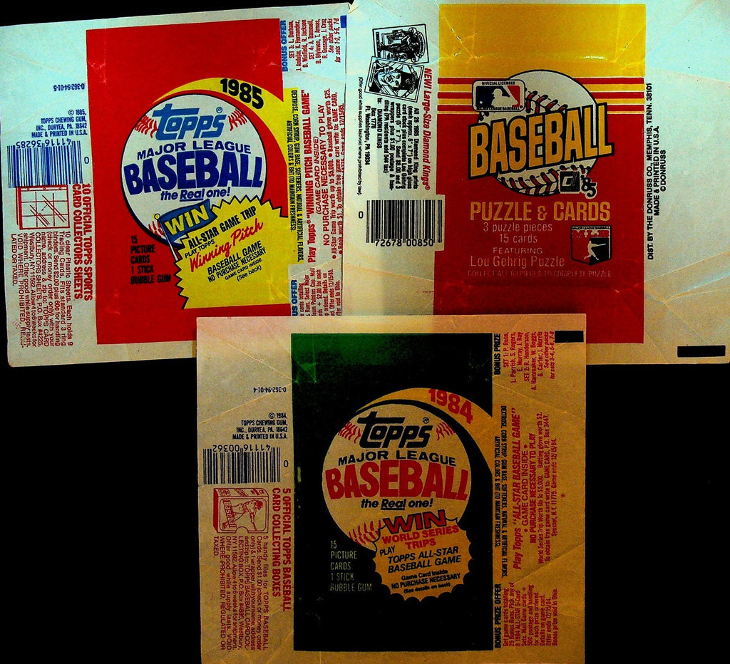 Baseball Card Wrappers Lot of 61 from 1980s Fleer Topps Donruss0