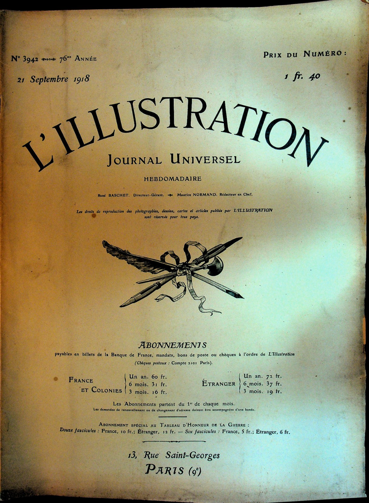 L'Illustration Magazine September 21 1918 WWI General Pershing0