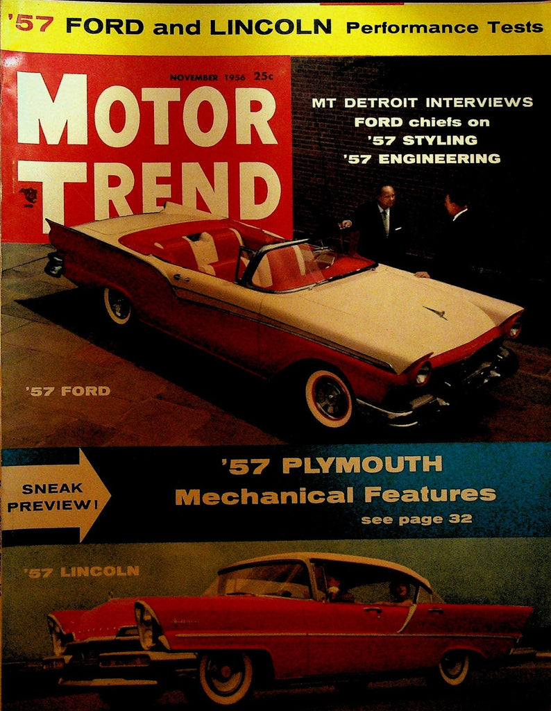 Motor Trend Magazine November 1956 Ford Plymouth Lincoln Cars0