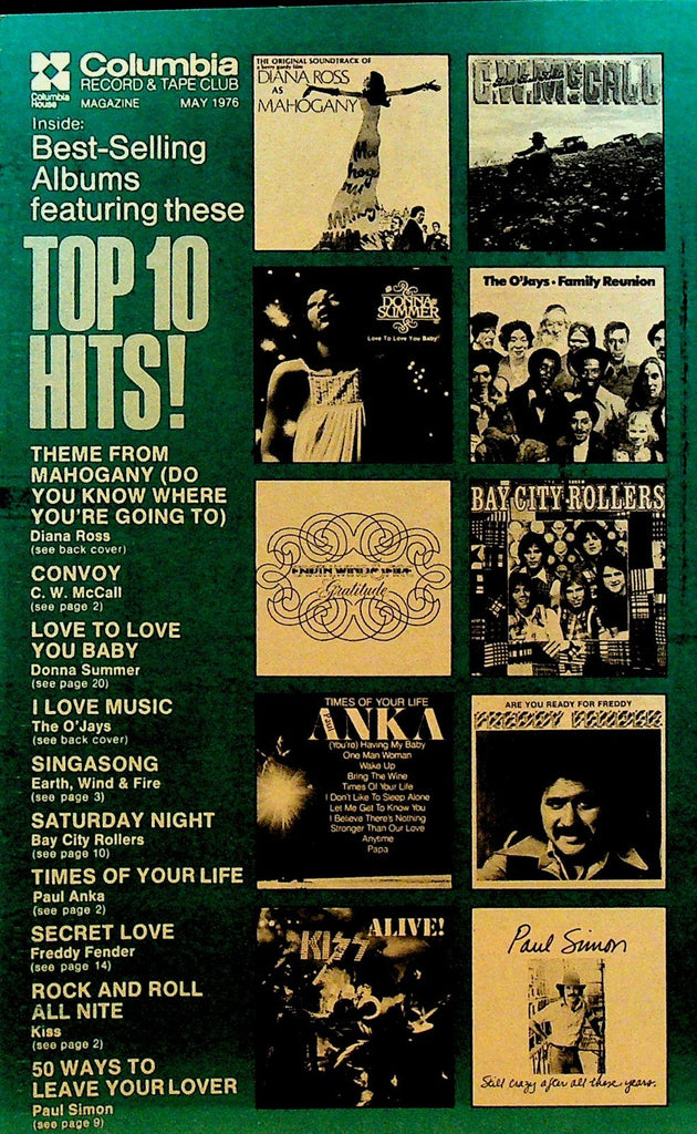 Columbia Record & Tape Club Catalog May 1976 Diana Ross KISS Paul Simon0