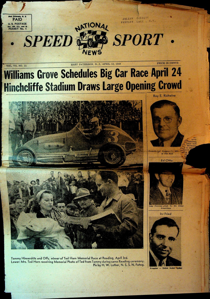National Speed Sport News April 13 1949 Tommy Hinnershitz Mrs Ted Horn0