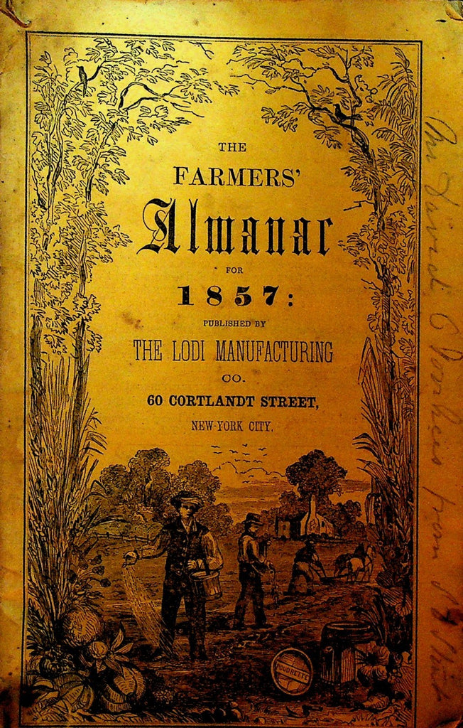 Farmer's Almanac for 1857 Lodi Manufacturing Co New York City0