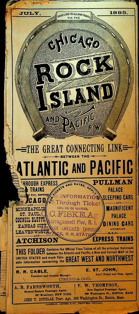Chicago Rock Island and Pacific Railway Official Time Table July 18850