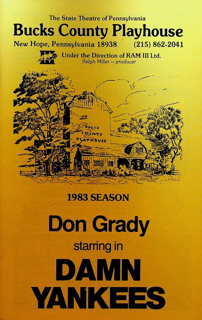 Damn Yankees Playbill 1983 Don Grady Bucks County Playhouse Pa0