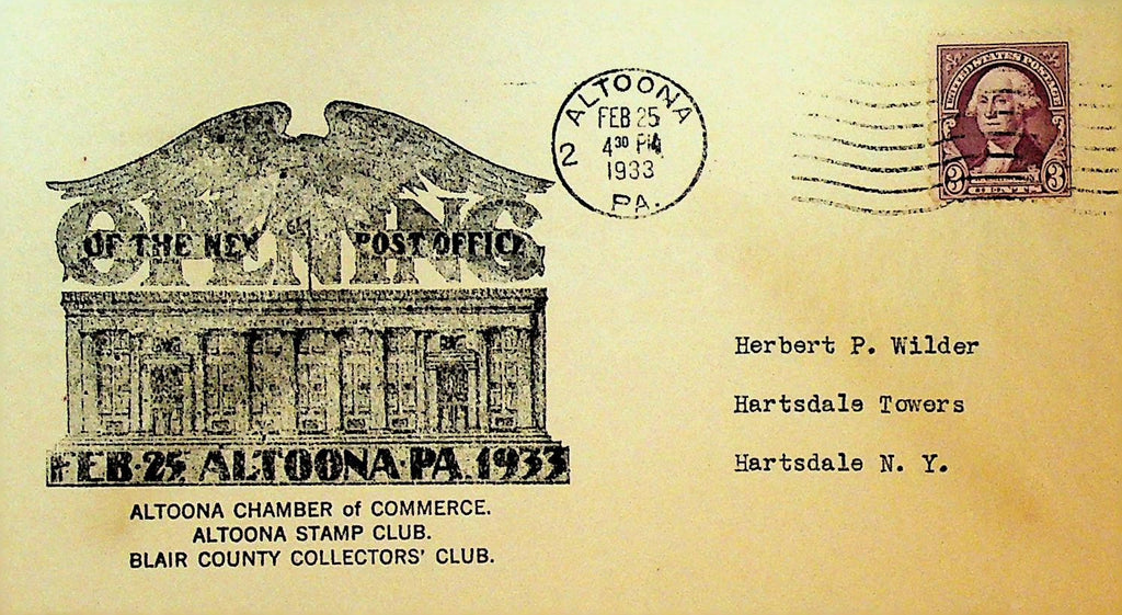 Altoona Pennsylvania New Post Office Opening Cover 19330