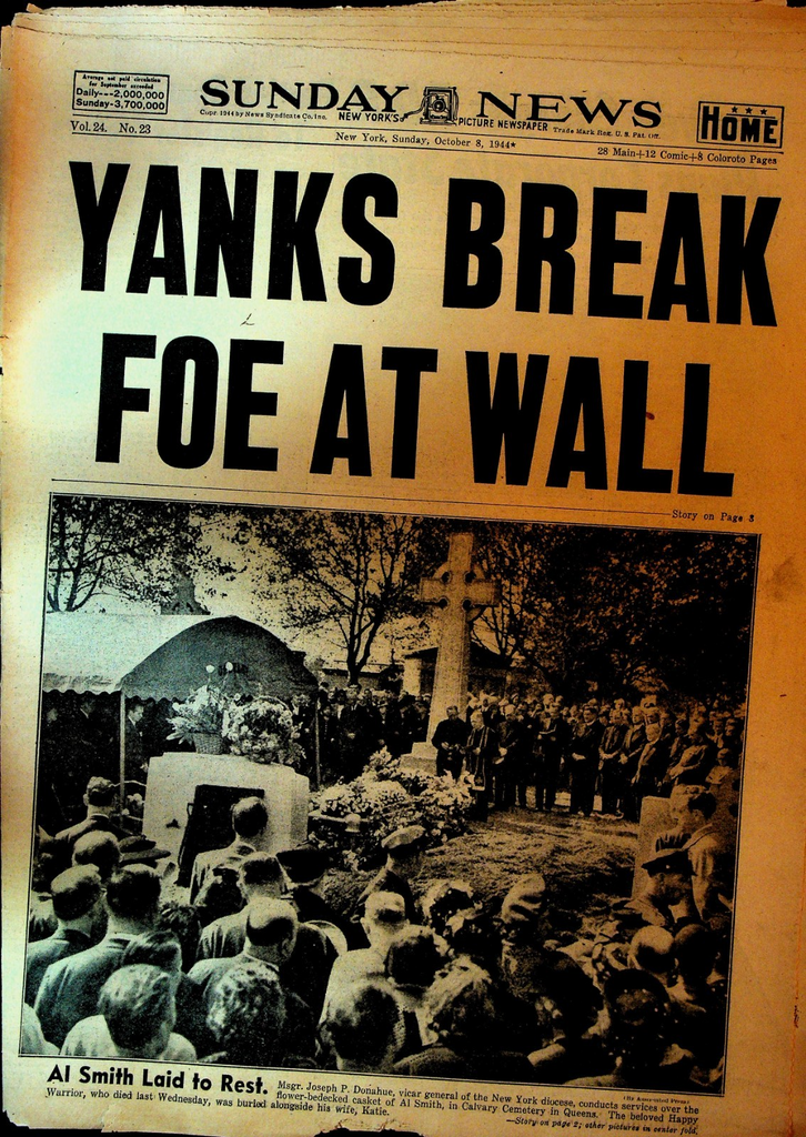 New York Daily News October 8 1944 World Series WWII Al Smith0