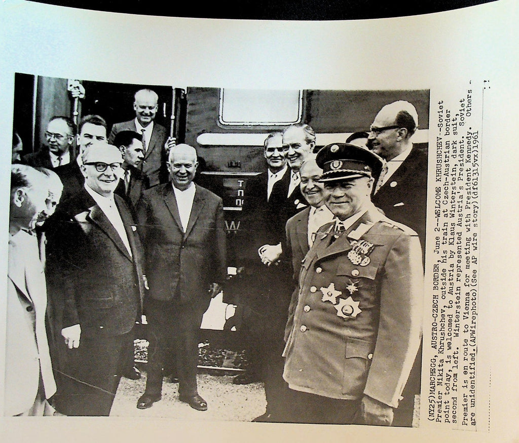 Nikita Khrushchev Wire Photo 1961 Klaus Winterstein Welcomes to Austria0