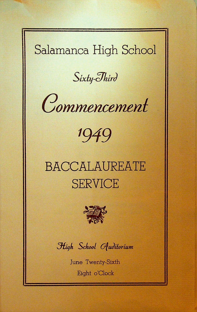 Salamanca High School 1949 Baccalaureate Service Program Commencement0