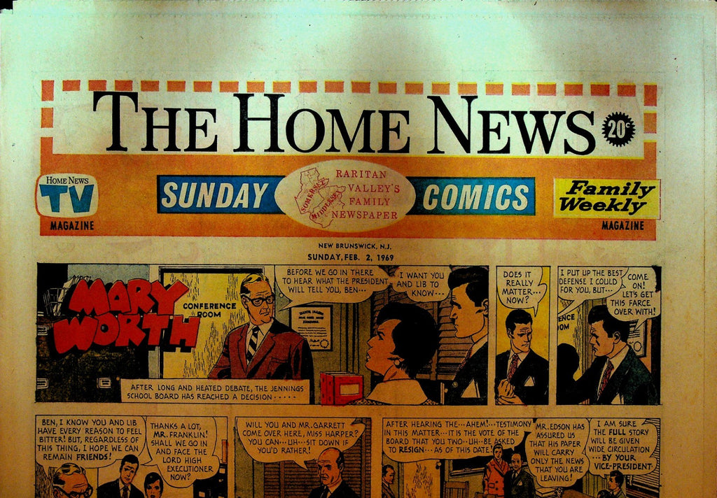 The Home News Sunday Comics New Brunswick NJ February 2 1969 Peanuts Mary Worth0