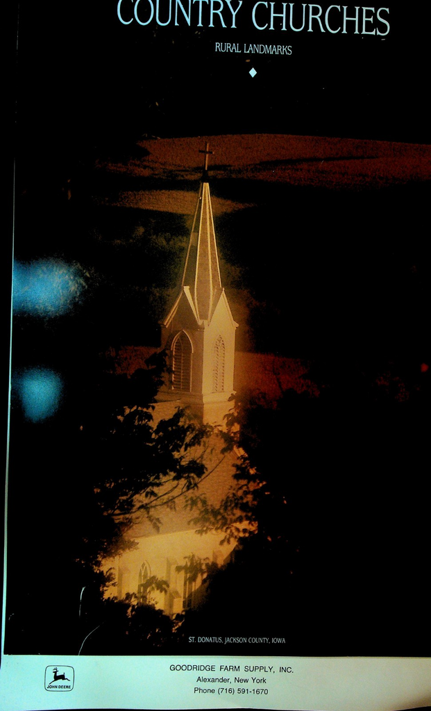 Country Churches John Deere Calendar 1989 Goodridge Farm Supply Alexander NY0