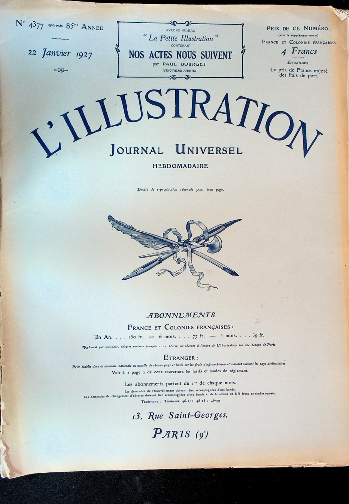 L'Illustration Magazine January 22 1927 Paris The Seine Richelieu Incident0