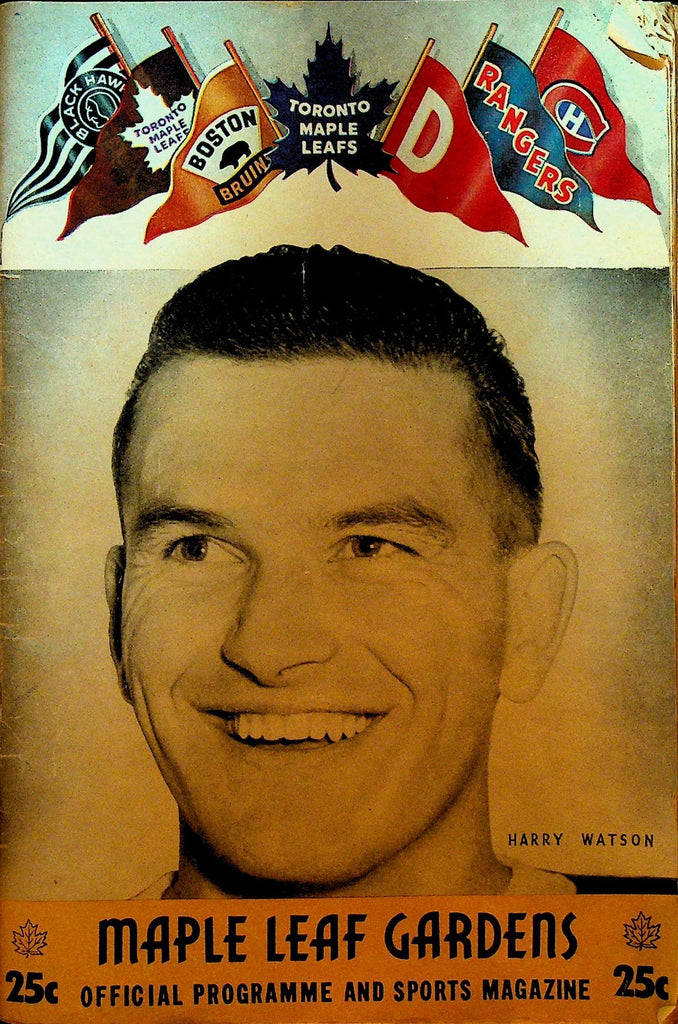 New York Rangers at Toronto Maple Leafs Hockey Program March 20 19540