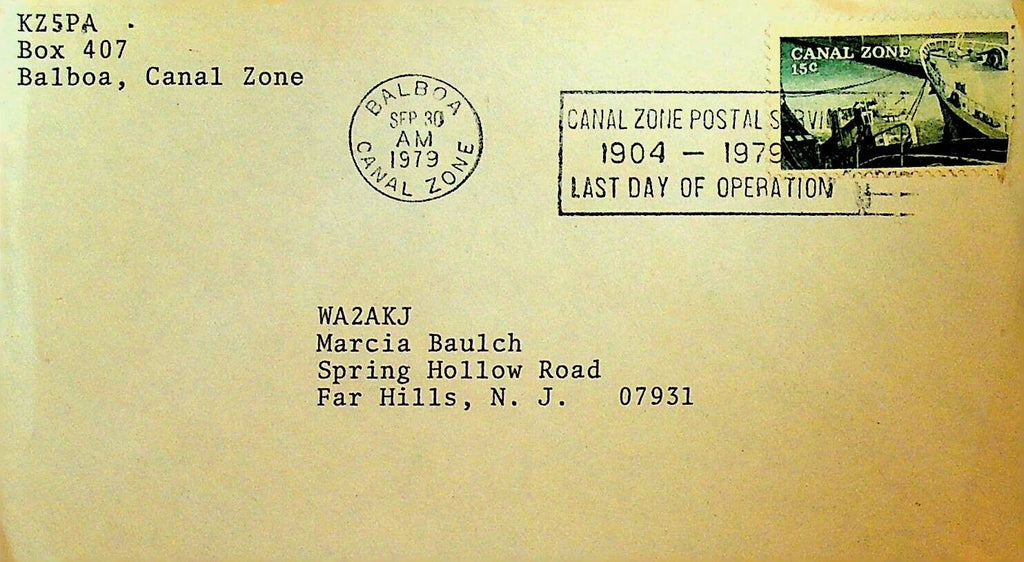 Canal Zone Postal Service Last Day of Operation Cover Cancel September 30 1979