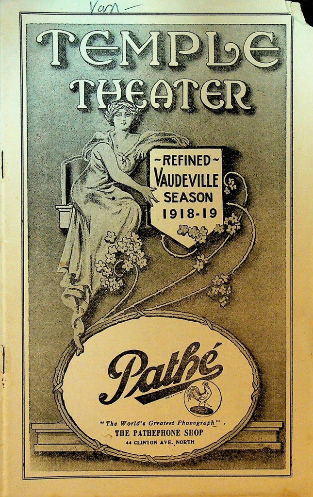 Temple Theater 1918 Vaudeville Program Raymond Wilbert George & Paul Hickman