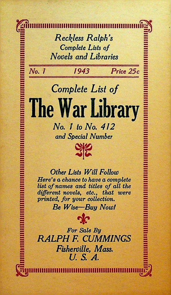 Complete List of the War Library 1943 Ralph F Cummings Fisherville Mass0