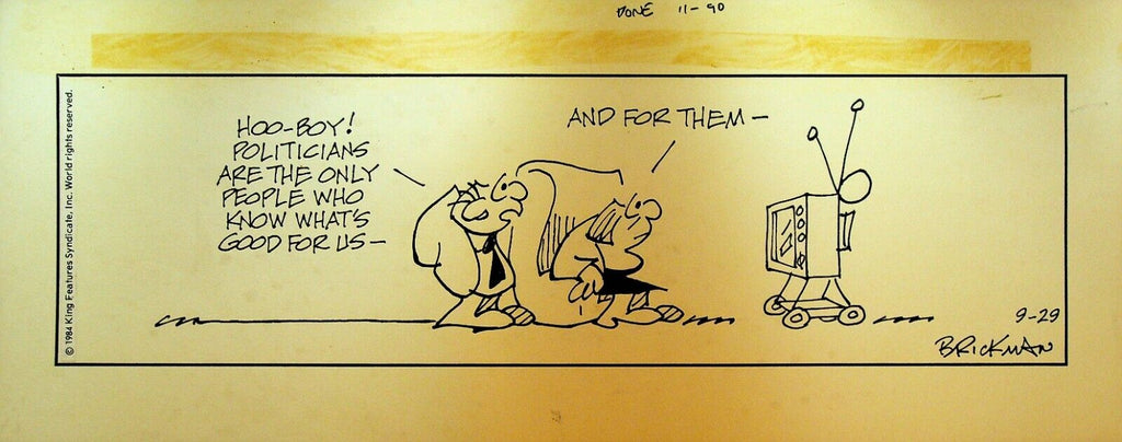 The Small Society Original Comic Strip Art September 29 1984 Politicians