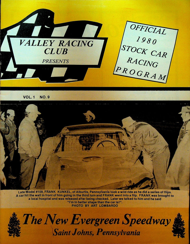 Valley Racing Club Stock Car Racing Program 1980 New Evergreen Speedway #90