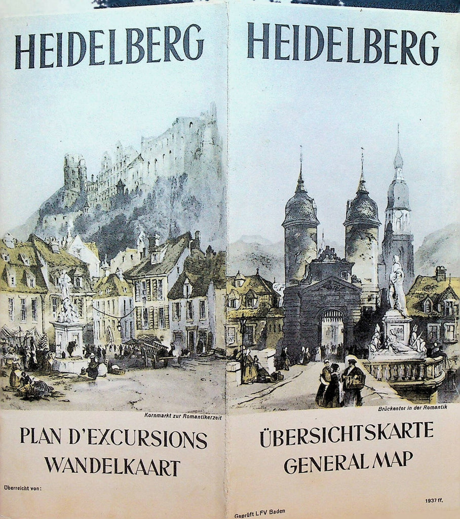 Heidelberg Germany General Map 1937 Plan of Excursions Brochure 0