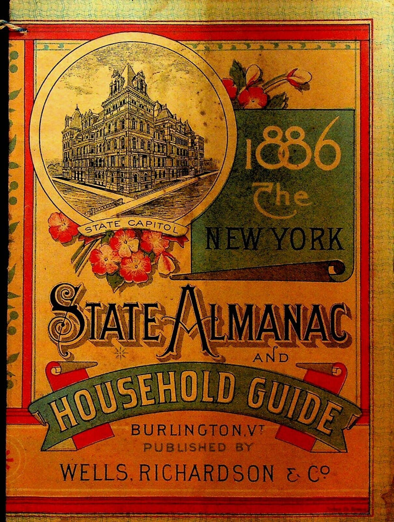 New York State Almanac & Household Guide 1886 Wells Richardson Burlington Vt
