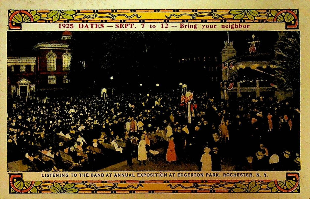 Rochester NY 1925 Edgerton Park Exposition Postcard Listening to the Band