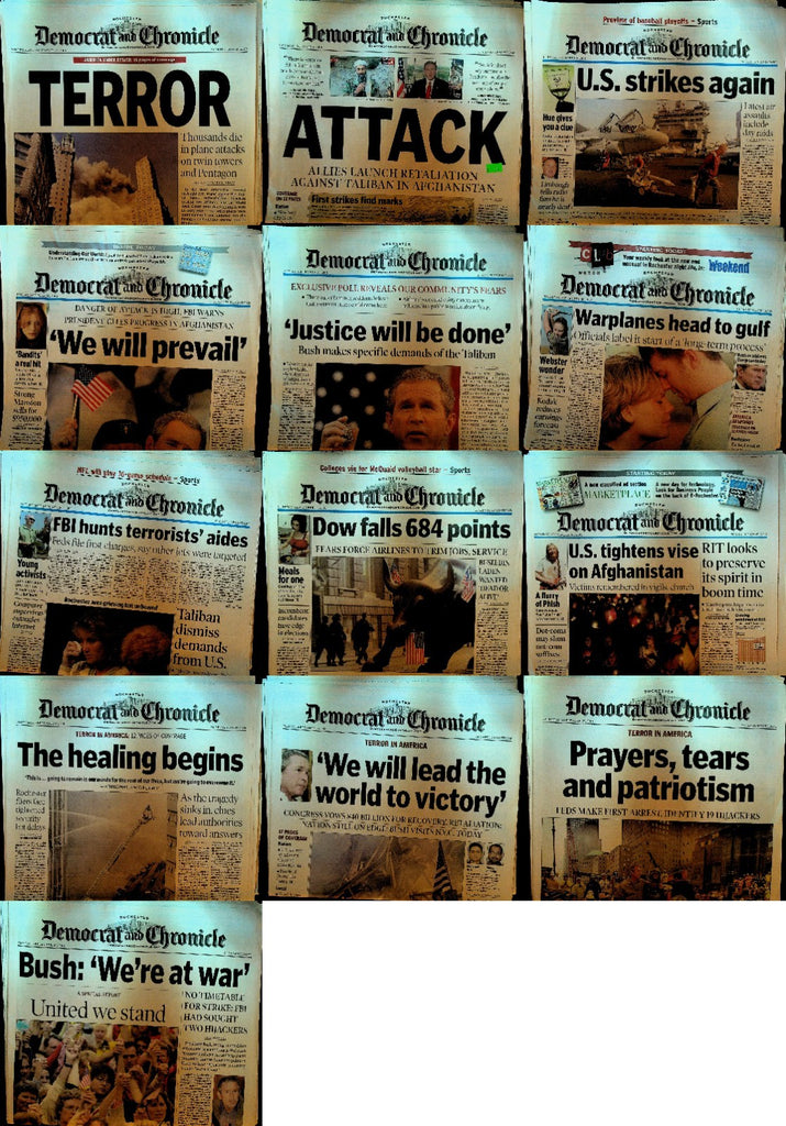 September 11 2001 9/11 Era Lot of 13 Rochester Democrat & Chronicle Newspapers0