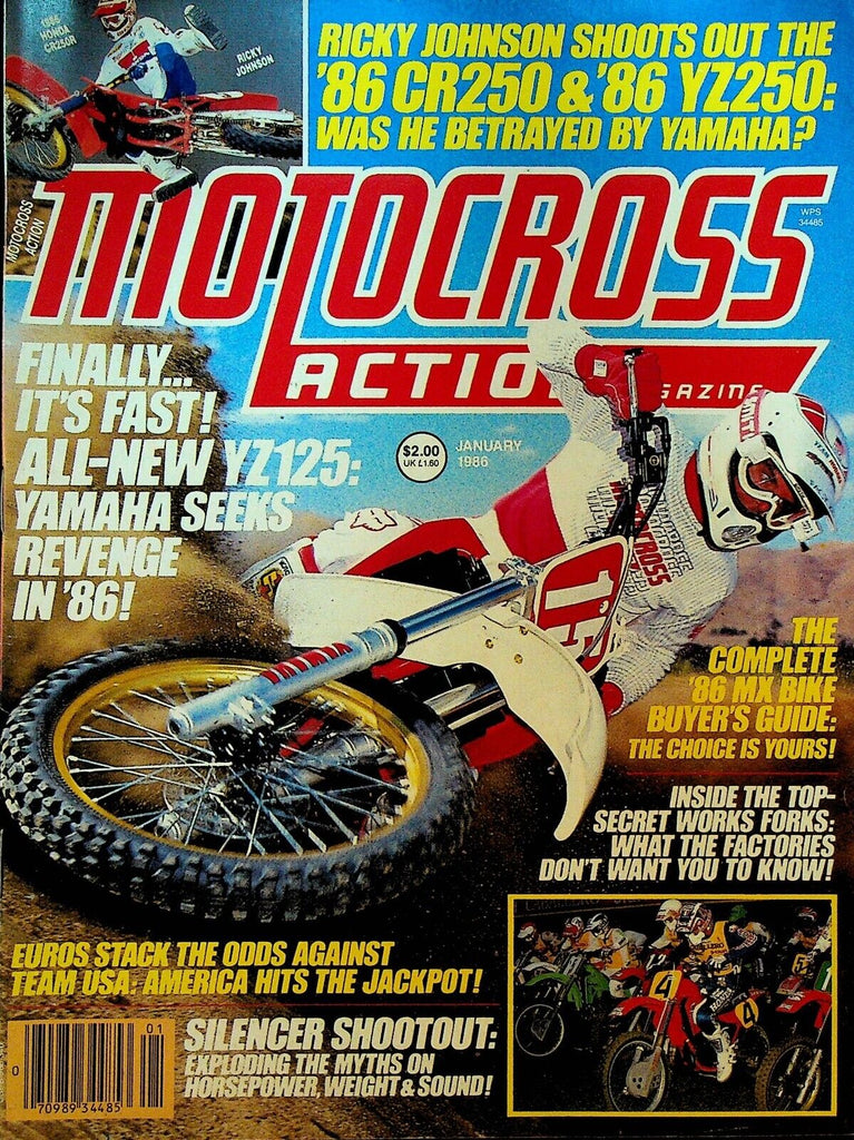 Motocross Action Magazine January 1986 Ricky Johnson Ron Lechien Yamaha YZ125S